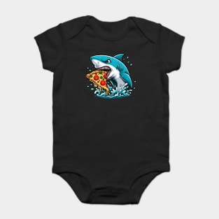 Funny Shark with Pizza, Pizza Lover Baby Bodysuit